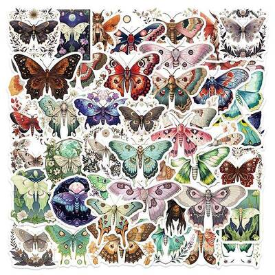 50Pcs Moth PVC Self Adhesive Cartoon Stickers