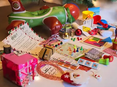 Elf Kit Christmas Activities 12 & 24 Day Antics Props Ideas Magical Set Decor Decoration Wooden Box with Daily Themed Activit...