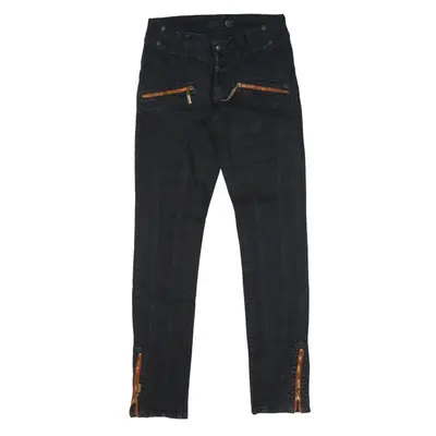 JUST CAVALLI Contoured Front Seam Zip Pocket Jeans Black Denim Slim Straight Womens W26 L32