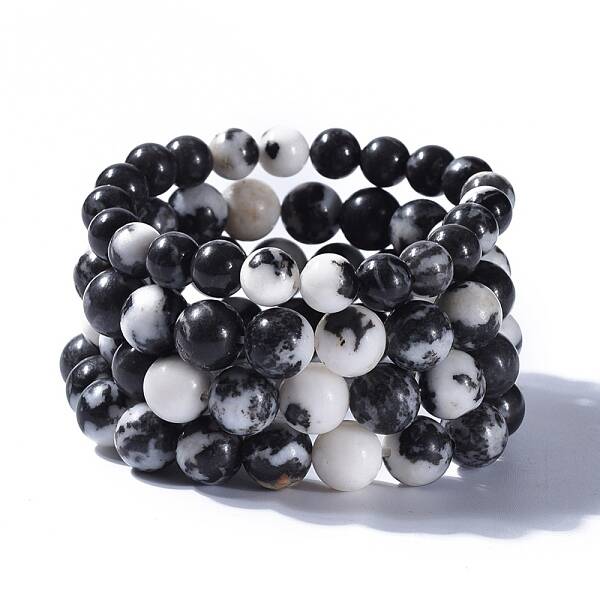 Natural Zebra Jasper Beads Stretch Bracelets
