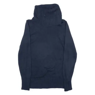 NAUTICA Jumper Blue Tight Knit Roll Neck Womens S