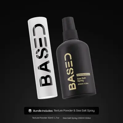 BASED Texture Essentials Bundle: Texturizing Powder & Sea Salt Spray - Lightweight Volume, Matte Finish, Natural Texture with...