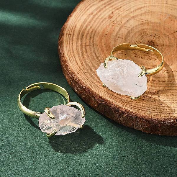 Natural Rose Quartz Finger Rings