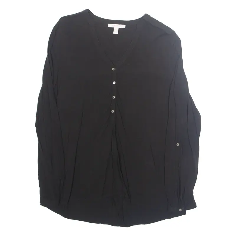 SPIRIT Womens Blouse Black V-Neck Long Sleeve M