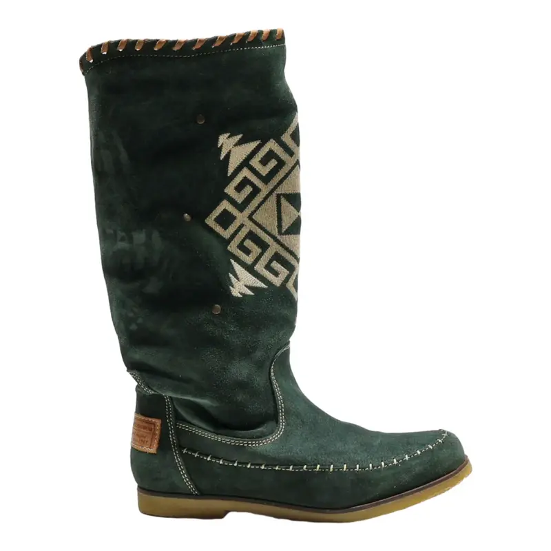 TAMARIS High Boots Green Leather Womens UK 5