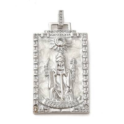 Brass Micro Pave Cubic Zirconia Pendants with Enamel