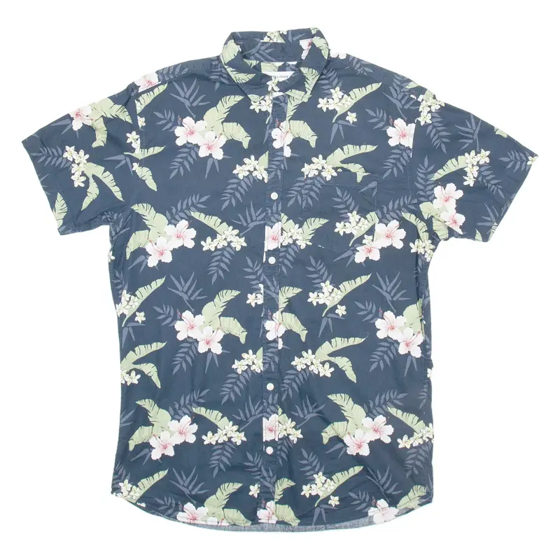 JACK AND JONES Mens Shirt Blue Floral S