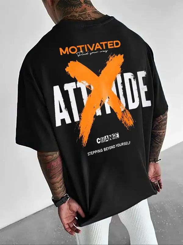 Men's Summer Clothes, Letter Graphic Print Round Neck Tee, Regular Fit Casual Fashion Short Sleeve T-shirt for Summer, Men's...