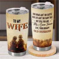 Gift - To My Wife Tumbler 20oz -  Water Bottle Vintage Anniversary Gift From Grumpy Old Husband, Romantic Travel Cup For Her ...