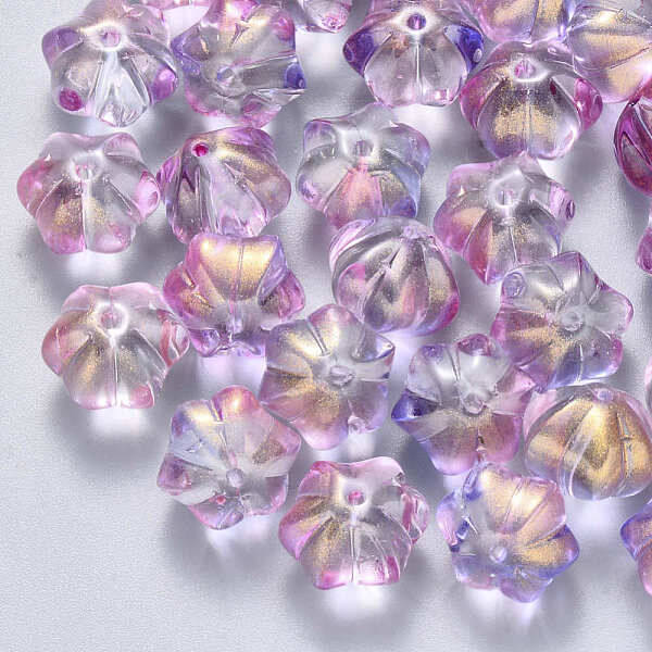 Two Tone Transparent Spray Painted Glass Beads