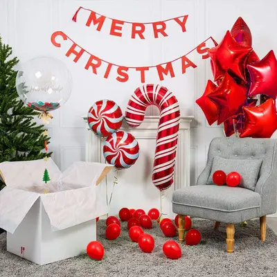Aperturee Christmas Garland Balloon Arch Kit Candy Red Star Gift | Party Decorations
