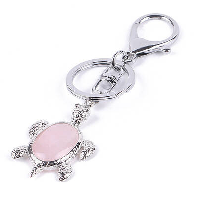 Natural Rose Quartz Sea Turtle Pendant Keychains