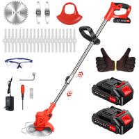 21V Cordless Weed Wacker, 8500 RPM Motor Electric Brushless Grass Trimmer with 23 Blades and 2 Batteries, 125cm Adjustable Me...