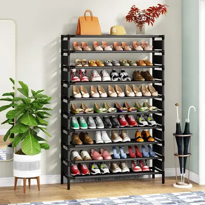 LITTLE TREE 10 Tiers Shoe Rack, Large Capacity Shoe Shelf for 50 Pairs, Space Saving Shoe Storage