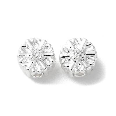 Brass Micro Pave Clear Cubic Zirconia Beads