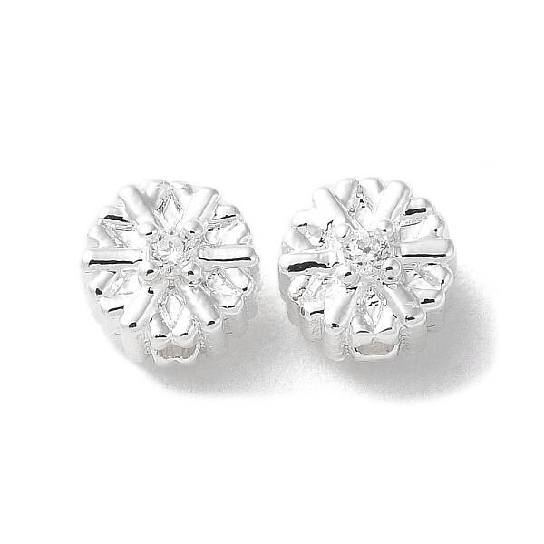 Brass Micro Pave Clear Cubic Zirconia Beads