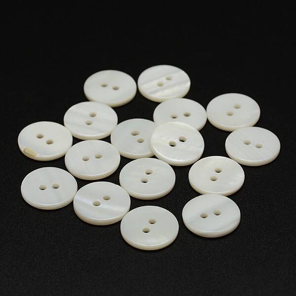 2-Hole Shell Flat Round Buttons