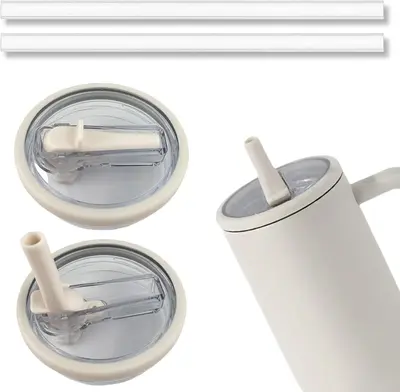 2 PCS 40 oz Replaceble Tumbler FlipStraw Lid For Stanleys Cup, Reusable Tumbler Cover, Spill Proof Splash Resistant Lids,Drin...