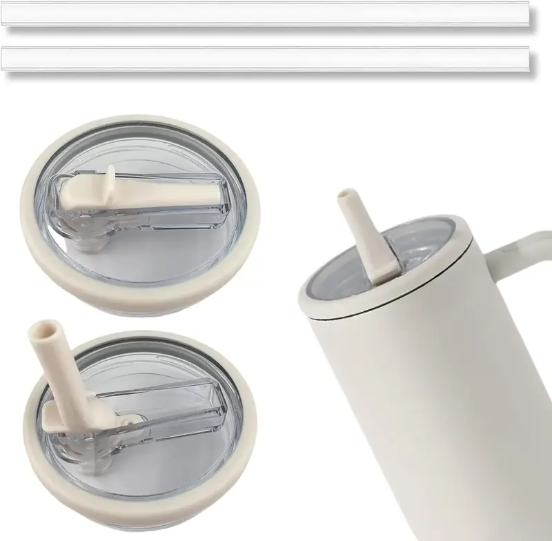 2 PCS 40 oz Replaceble Tumbler FlipStraw Lid For Stanleys Cup, Reusable Tumbler Cover, Spill Proof Splash Resistant Lids,Drin...