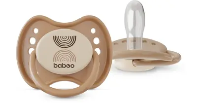 Baboo Symmetrical silicone with pacifier case Au Naturale 0-6m 2pcs