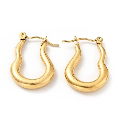 Ion Plating(IP) 304 Stainless Steel Twist Oval Hoop Earrings for Women