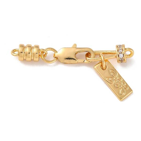 Brass Micro Pave Clear Cubic Zirconia Lobster Claw Clasp