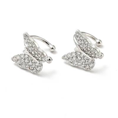 Clear Cubic Zirconia Butterfly Cuff Earrings