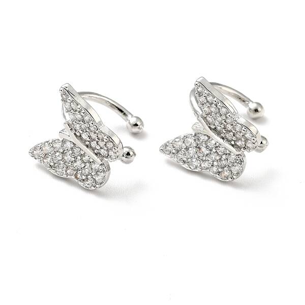 Clear Cubic Zirconia Butterfly Cuff Earrings