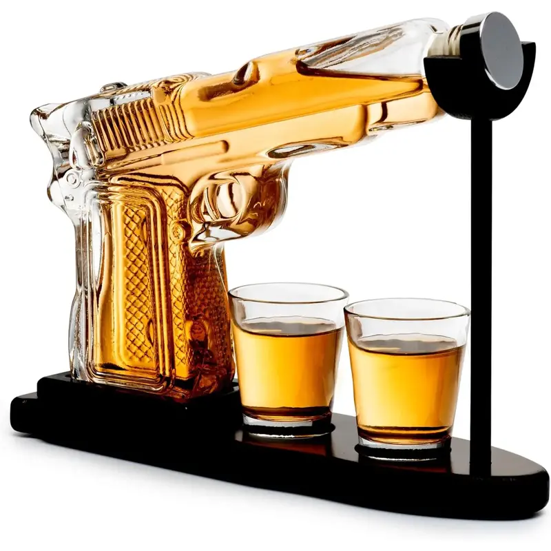 Gifts for Men Dad, 10.1 Oz Whiskey Gun Decanter Set + 2 Bullet Glasses - Unique Birthday Pistol Gift Ideas Daughter Son, Pers...