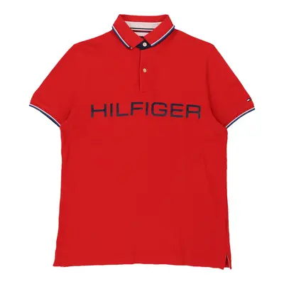 Tommy Hilfiger Spellout Polo Shirt - XS Red Cotton