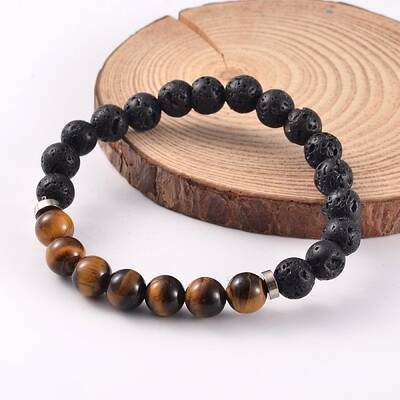 Natural Lava Rock Beaded Stretch Bracelets