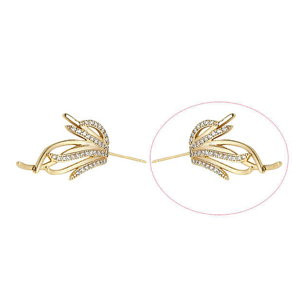 Brass Micro Pave Clear Cubic Zirconia Fishtail Head Pins