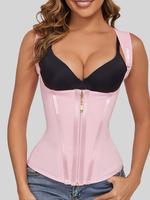 Women's Solid Zip Up Waist Trainer, Casual Breathable Comfortable Waist Cincher, Tummy Control Shapewear Cincher for Women fo...
