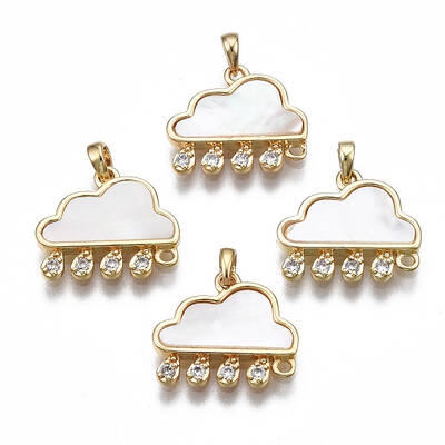 Brass Micro Pave Clear Cubic Zirconia Link Connectors