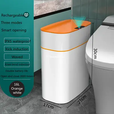 Smart Trash Can With Lid For Bedroom And Living Room Kitchen Storage Box Trash Can Induction Small Car Box Automatic Smart Du...