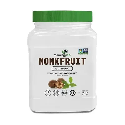 Morning Pep Monk Fruit Sweetener, Classic | White Sugar Substitute, Keto Diet, 1:1 Sugar Replacement, Baking Zero Calorie Non...