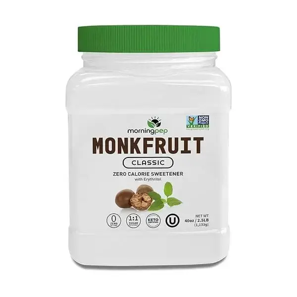 Morning Pep Monk Fruit Sweetener, Classic | White Sugar Substitute, Keto Diet, 1:1 Sugar Replacement, Baking Zero Calorie Non...