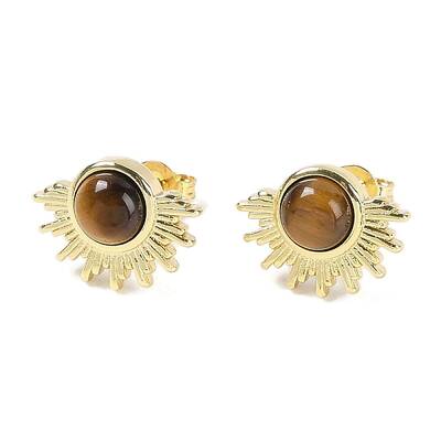Natural Tiger Eye Stud Earrings