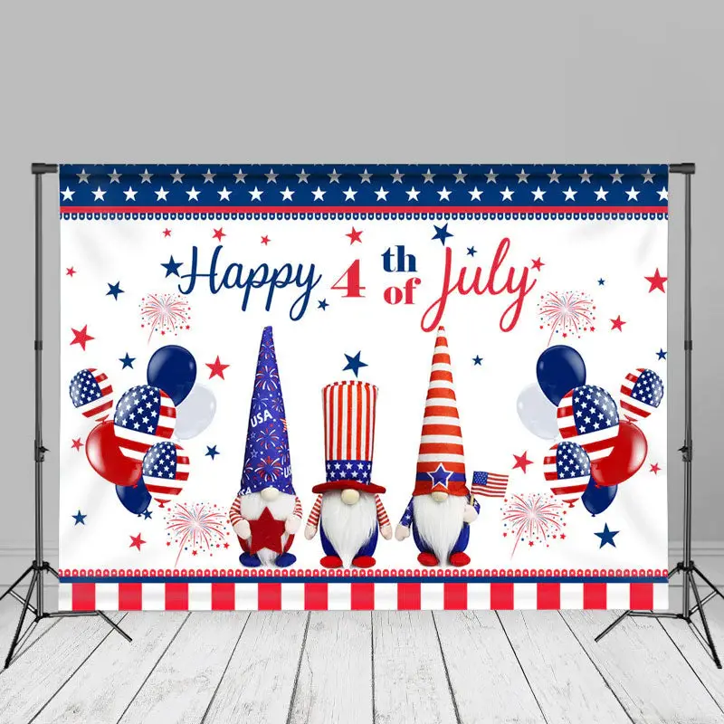 4Th July Dwarf USA Balloons Independence Day Backdrop - Aperturee