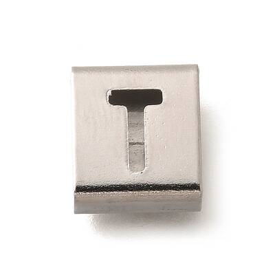Letter Style 304 Stainless Steel Square Slide Charms