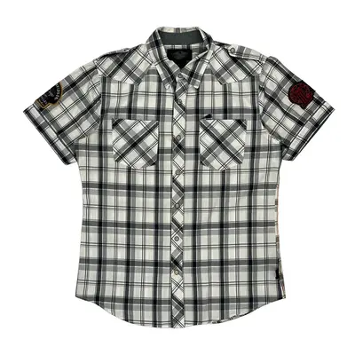 Harley Davidson Checked Short Sleeve Shirt - Large Black & White Cotton