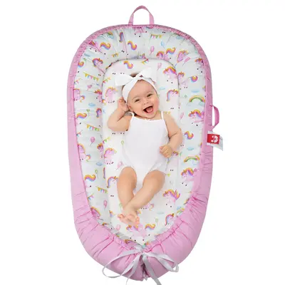 Baby Lounger for Newborn- Baby Nest Co Sleeping for Baby 0-24 Months, Breathable Portable Infant Nest - Adjustable 100% Cotto...