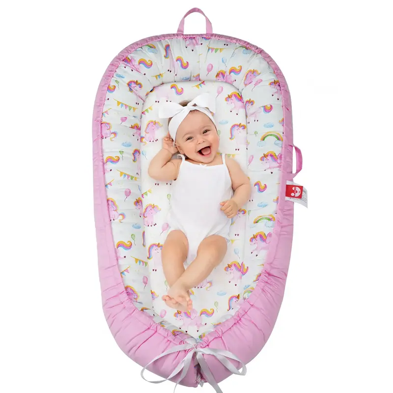 Baby Lounger for Newborn- Baby Nest Co Sleeping for Baby 0-24 Months, Breathable Portable Infant Nest - Adjustable 100% Cotto...