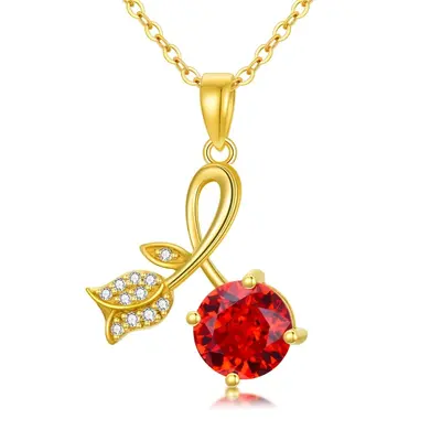 Gold Vermeil Personalized Birthstone Rose Necklace for Women