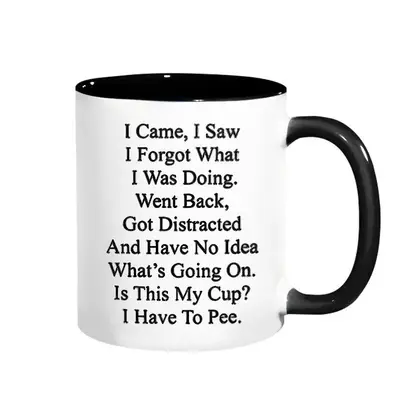 Letter Pattern Ceramic Coffee Mug, Funny Mug for Older People, Drinking Cup for Home Office
