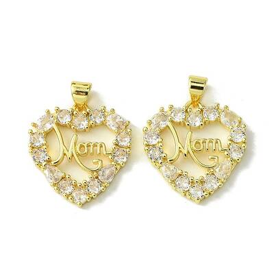 Mother's Day Brass Micro Pave Clear Cubic Zirconia Pendant