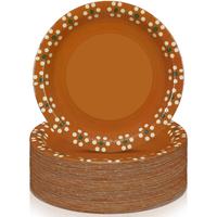 100 Count Mexican Paper Plates Mexican Party Decorations with Terracotta Floral Cielito Lindo Barro Style Party Supplies for ...