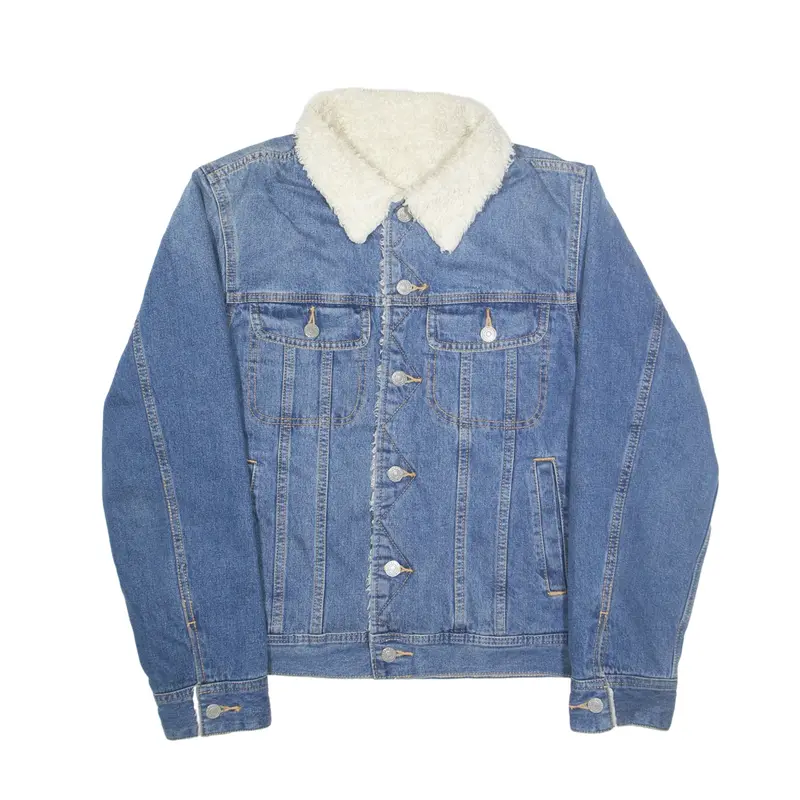 GU JEANS Sherpa Lined Denim Jacket Blue Womens M