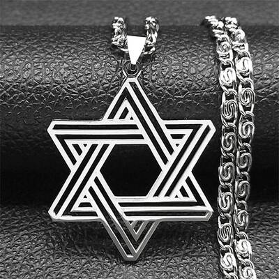 304 Stainless Steel Lumachina Chain Star of David Pendant Necklaces