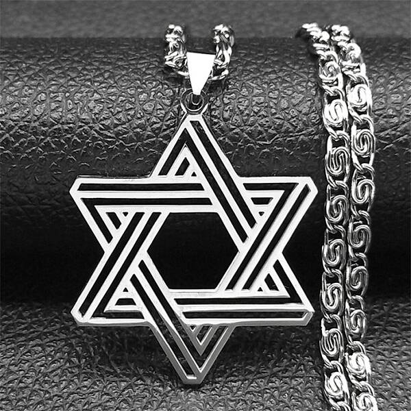 304 Stainless Steel Lumachina Chain Star of David Pendant Necklaces